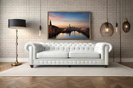 white chesterfield sofa in a classy interiorの素材