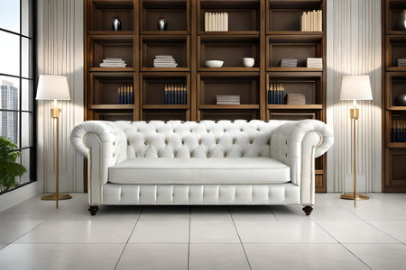 white chesterfield sofa in a classy interiorの素材