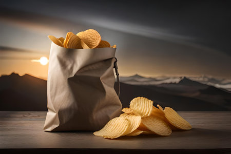 branding template for potato chips and crisps , chips packaging brand mockupの素材
