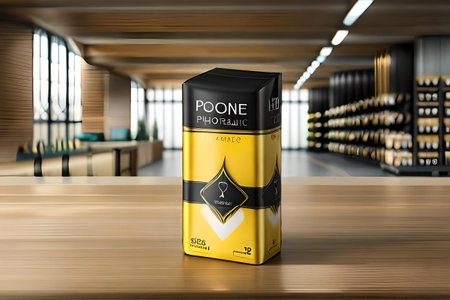 black and yellow labeled packet , product branding packaging templateの素材