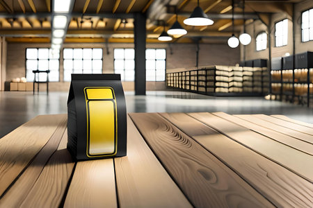 black and yellow labeled packet , product branding packaging templateの素材