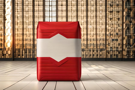 Red leather box with the flag of Austria. 3D rendering.の素材