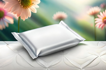 white wet wipes packaging , freshness and cleaning product mockupの素材