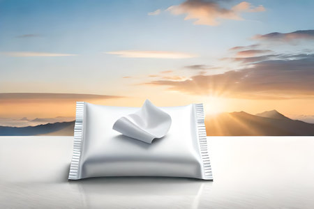white wet wipes packaging , freshness and cleaning product mockupの素材