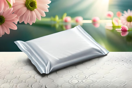 white wet wipes packaging , freshness and cleaning product mockupの素材