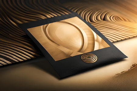 Luxury black packaging with golden label.の素材