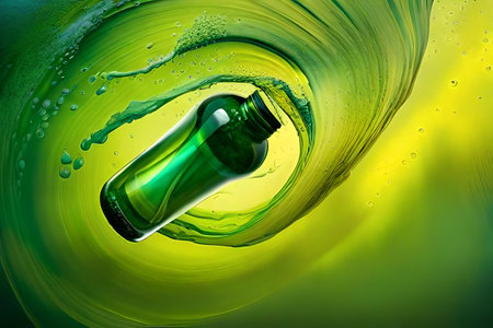 fresh bottle of pure liquid , water splash , drink advertisingの素材