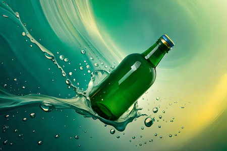 fresh bottle of pure liquid , water splash , drink advertisingの素材