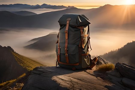survivalism and hinkind backpack in a natural and wild environment.の素材