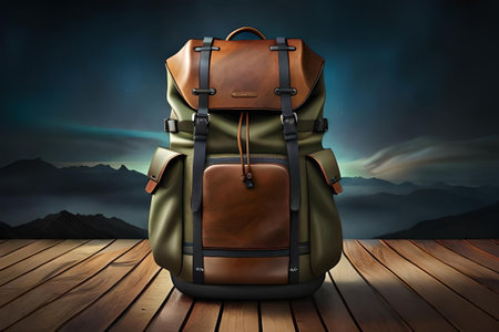 survivalism and hinkind backpack in a natural and wild environment.の素材
