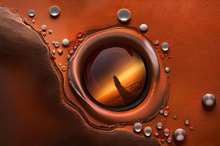 Bottle of wine or liquor in the desert at sunset. Concept image.の素材