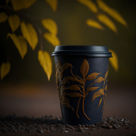 Coffee cup and coffee beans. Coffee background. african patterns , fair trade coffee productの素材