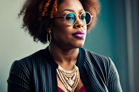 Portrait of a beautiful african american woman in sunglasses.の素材