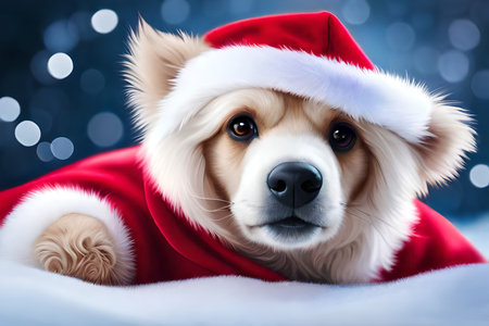 cute and fluffy teddybear in santa claus costume , christmas plushの素材
