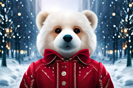 cute and fluffy teddybear in santa claus costume , christmas plushの素材
