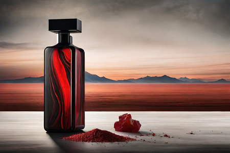 red marble perfume presentation template , cosmetics branding templateの素材