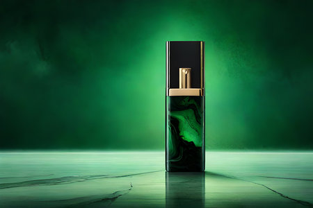 green marble perfume bottle concept , cosmetics advertising mockupの素材