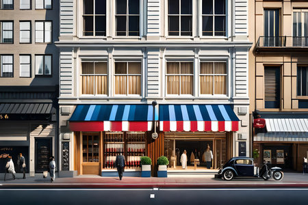 2d game design rendering of a commercial building in the city at night. japanese storefront facade. asian street , showcase lightsの素材