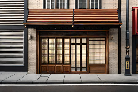 traditional japanese store facade,Japanese restaurant or boutique storefront, Japan. 2d game designの素材