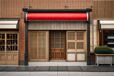 traditional japanese store facade,Japanese restaurant or boutique storefront, Japan. 2d game designの素材