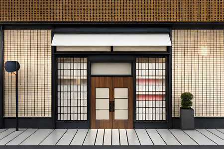 traditional japanese store facade,Japanese restaurant or boutique storefront, Japan. 2d game designの素材