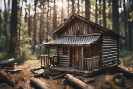 Wooden cottage in the forest. Wooden cottage in the forest.の素材