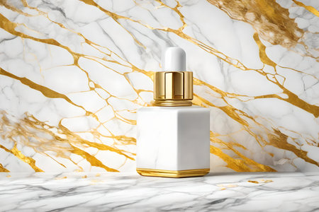 Cosmetic bottle background. 3d rendering, 3d illustration.の素材
