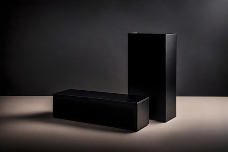Black Product Podium or Stand for Mock up, 3D Renderingの素材