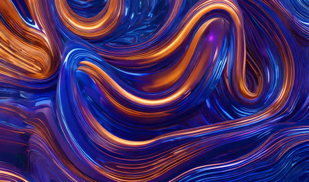 Abstract background of blue and orange wavy lines. 3d renderingの素材