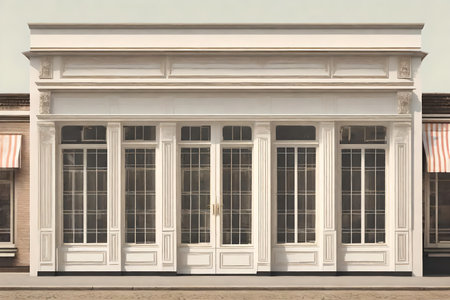 The facade of an old shop in the center of the city.の素材