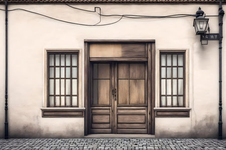 Old wooden door in the old town of Vilnius, Lithuaniaの素材