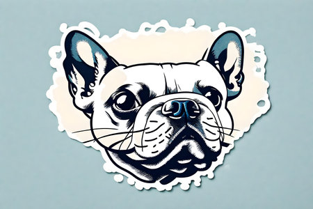 French bulldog. Vector illustration of a french bulldog on a blue background.の素材
