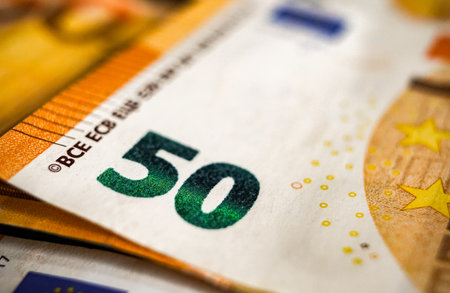 Euro banknotes money (EUR), currency of the European Unionの写真素材