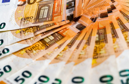 Euro banknotes money (EUR), currency of the European Unionの写真素材