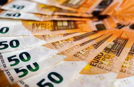 Euro banknotes money (EUR), currency of the European Unionの写真素材