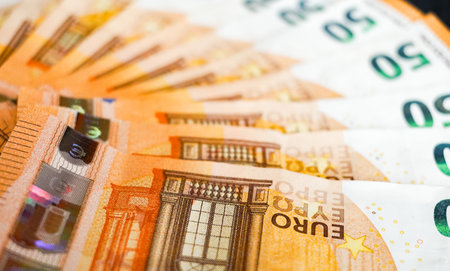 Euro banknotes (currency of the European Union) - selective focusの写真素材