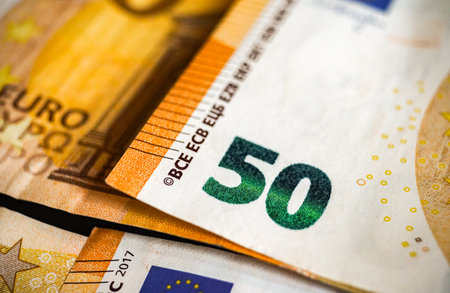 Euro banknotes money (EUR), currency of the European Union