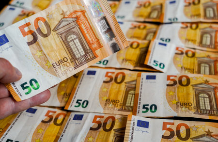 Euro banknotes money (EUR), currency of the European Unionの写真素材