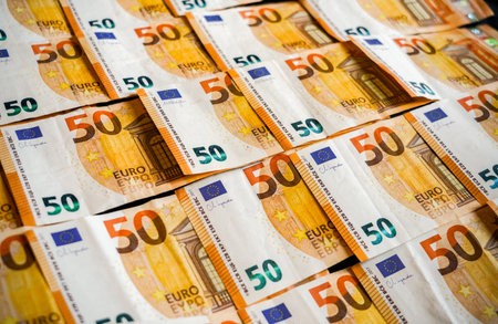 Euro banknotes background. Euro money background. Euro cash background.