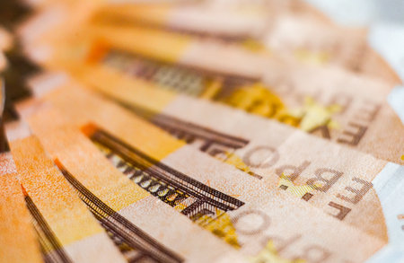Euro banknotes money (currency of the European Union) close upの写真素材