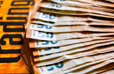Euro banknotes as a background, close-up, selective focus