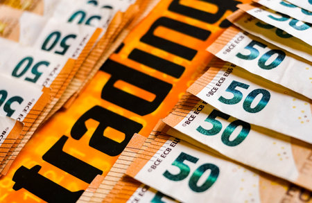 Euro banknotes close-up. Money background. Business concept.の写真素材