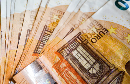 Euro banknotes money (EUR), currency of the European Union