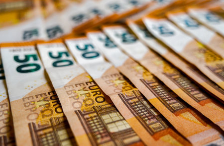 Euro banknotes money (EUR), currency of the European Unionの写真素材