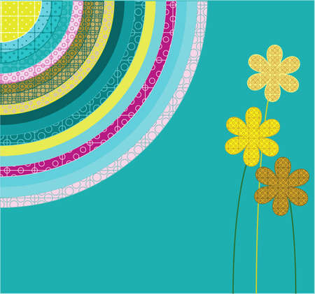 Flowers with blue backgroundのイラスト素材