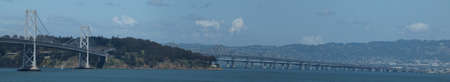 panoramic shot of the Bay Bridge featuring both sidesの写真素材