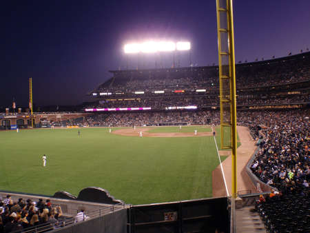 Giants vs Rockies: San Francisco Giants on the field before a play against the Colorado Rockies on September 14 2009 at AT&T park in San Francsico CAのeditorial素材