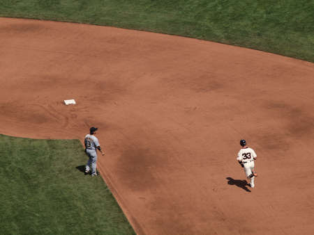 Giants vs. Pirates: San Francisco Giant Aaron Rowand in a home run trot taken at At&T Park San...