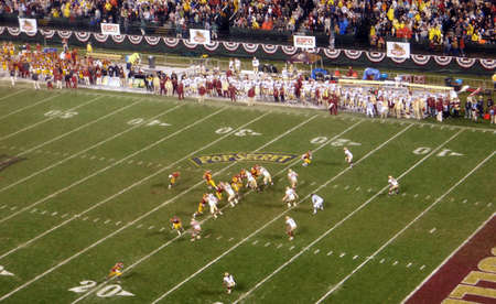Trojan Quarterback in motion during a play at the Emerald Bowl: Trojans 24 vs. Boston College 13, Saturday, December 27, 2009.のeditorial素材