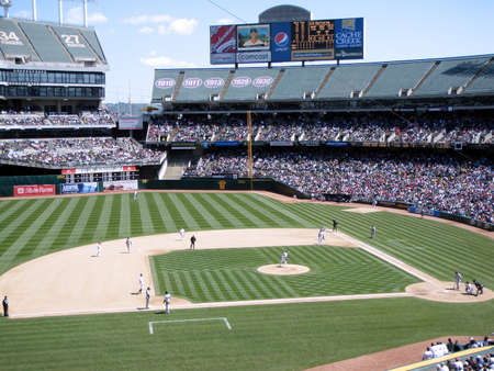 Boston Red Sox Vs. Oakland Athletics: Red Sox Batter George Kottara steps into bat with runners on and the bases loaded.  Taken April 15 2009 at the Coliseum Oakland California.のeditorial素材